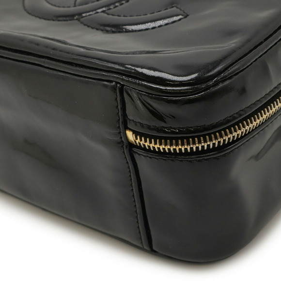 CHANEL Coco Mark Vanity Bag Handbag Shoulder Bag Patent Vernis Black - Picture 3 of 9